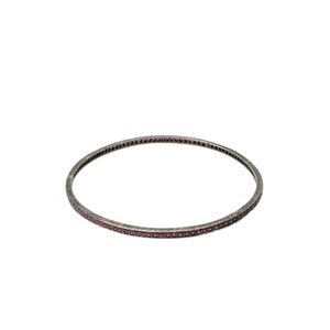 Designer Womens Oxidized 925 Silver Ruby Bangle 2.5" 8.2g